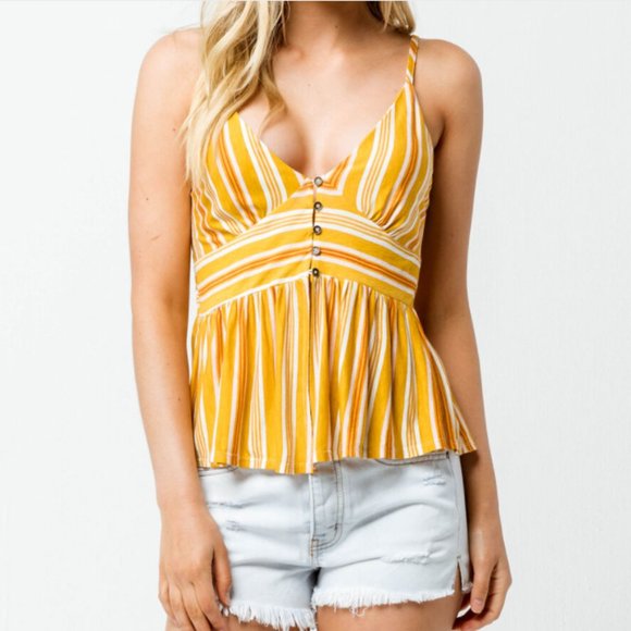 {Tillys} 3 for $25! Stripe Peplum Top - Picture 1 of 7